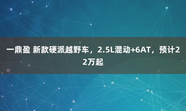 一鼎盈 新款硬派越野车，2.5L混动+6AT，预计22万起
